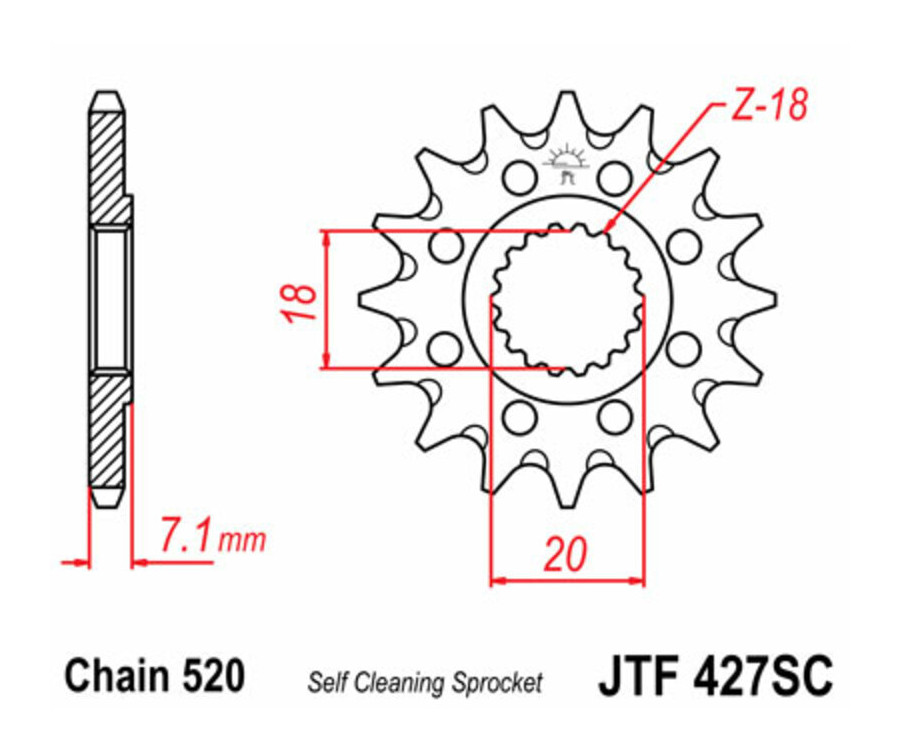 Pignon JT SPROCKETS acier anti-boue 427 - 520 - 1077385003