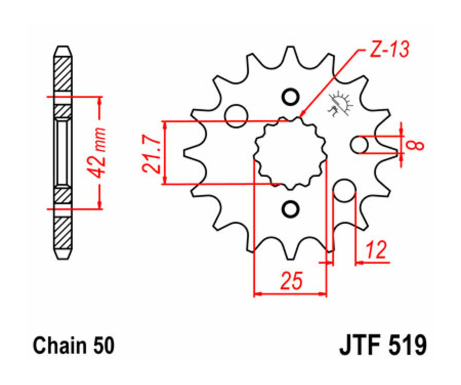 Pignon JT SPROCKETS acier standard 519 - 530 - 1077414002