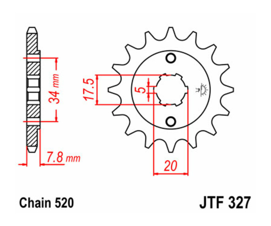 Pignon JT SPROCKETS acier standard 327 - 520 - 1077348004