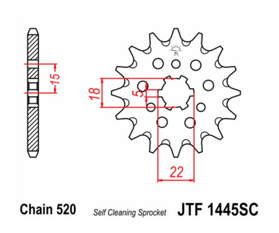 Pignon JT SPROCKETS acier anti-boue 1445 - 520 - 1077255002