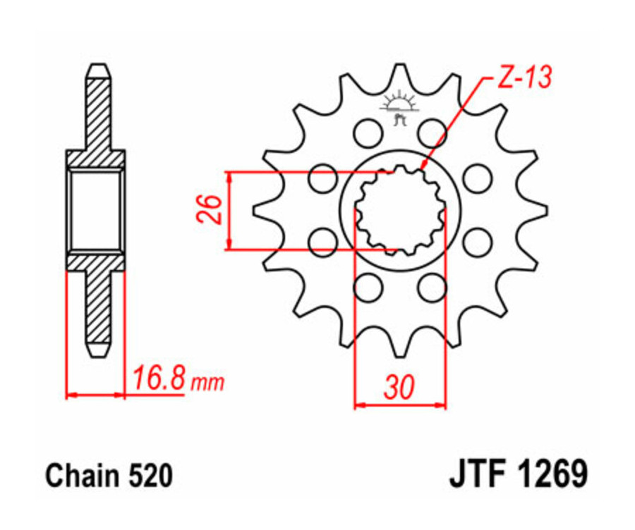 Pignon JT SPROCKETS acier standard 1269 - 520 - 1077219002