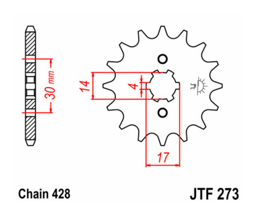 Pignon JT SPROCKETS acier standard 273 - 428 - 1077315001