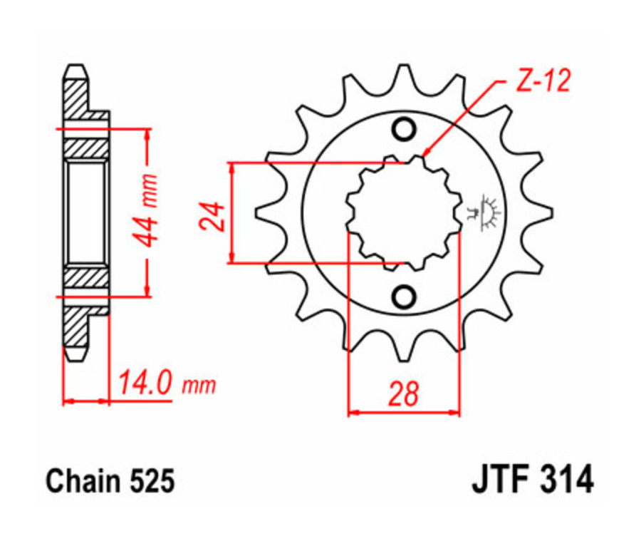 Pignon JT SPROCKETS acier standard 314 - 525 - 1077344001