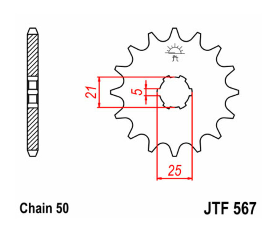 Pignon JT SPROCKETS acier standard 567 - 530 - 1077440002