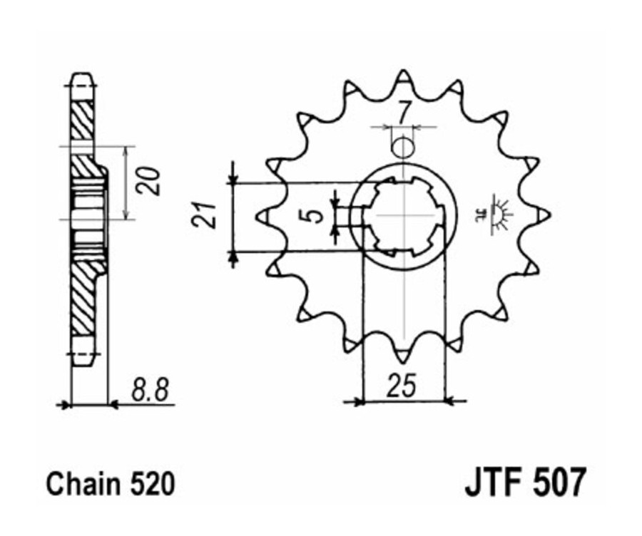 Pignon JT SPROCKETS acier standard 507 - 520 - 1077403002