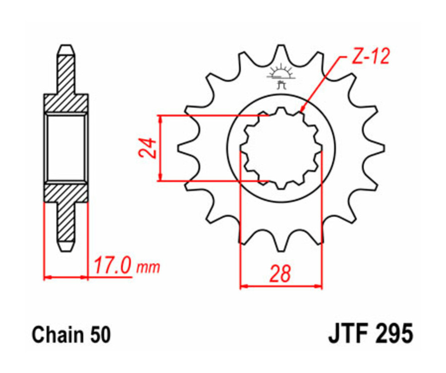 Pignon JT SPROCKETS acier standard 295 - 530 - 1077336001