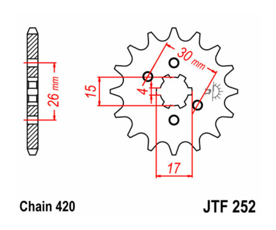 Pignon JT SPROCKETS acier standard 252 - 420 - 1077308003