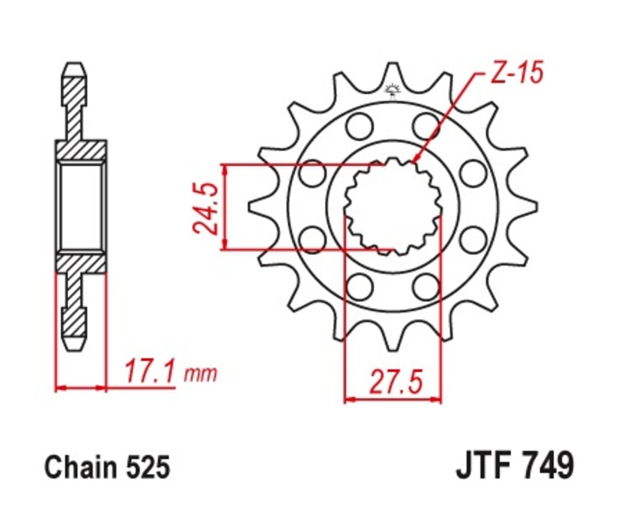 Pignon JT SPROCKETS acier standard 749 - 525 - 1077479002