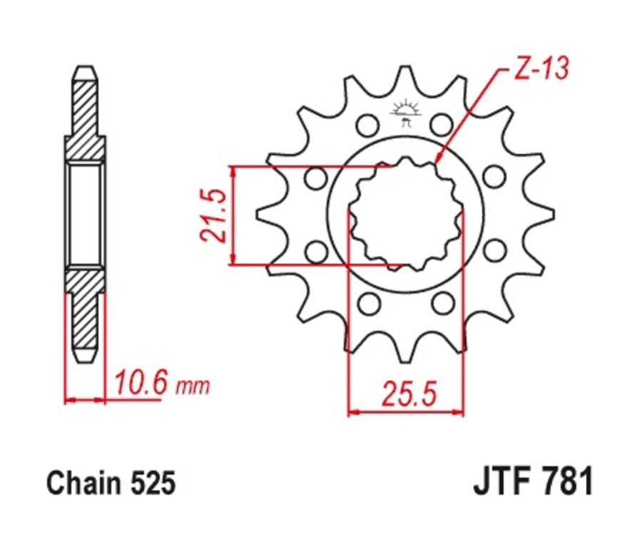 Pignon JT SPROCKETS acier standard 781 - 525 - 1077480001