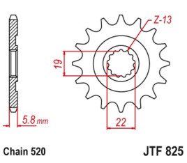 Pignon JT SPROCKETS acier anti-boue 825 - 520