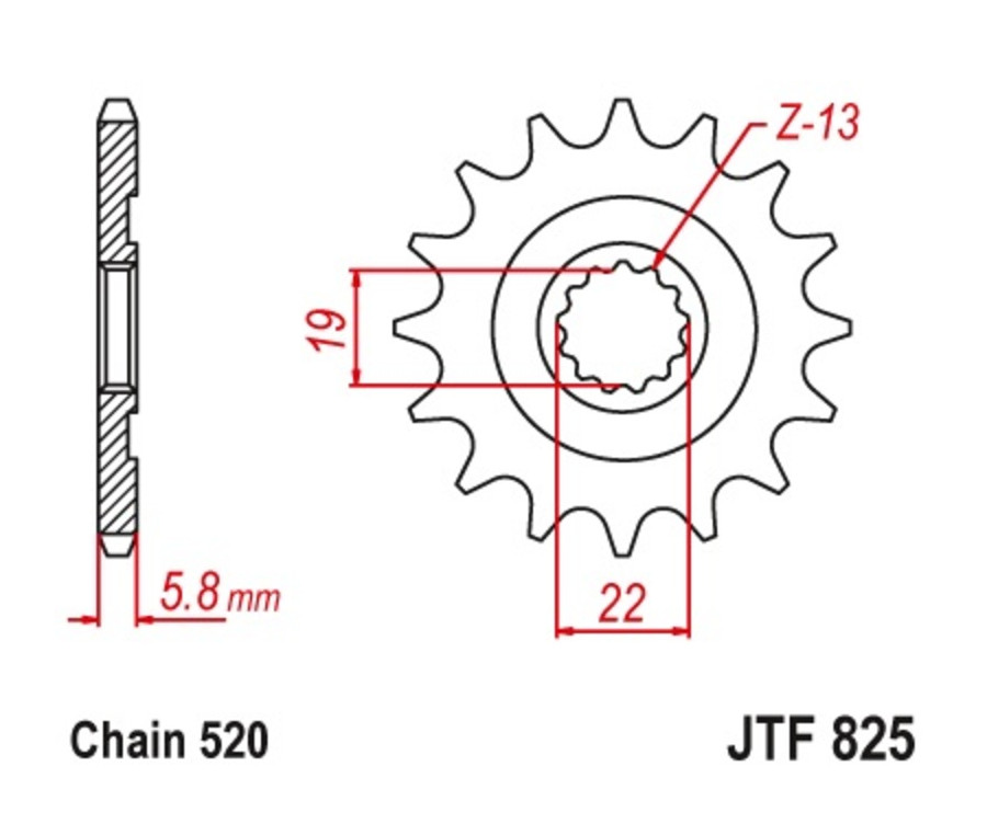 Pignon JT SPROCKETS acier anti-boue 825 - 520 - 1077483001