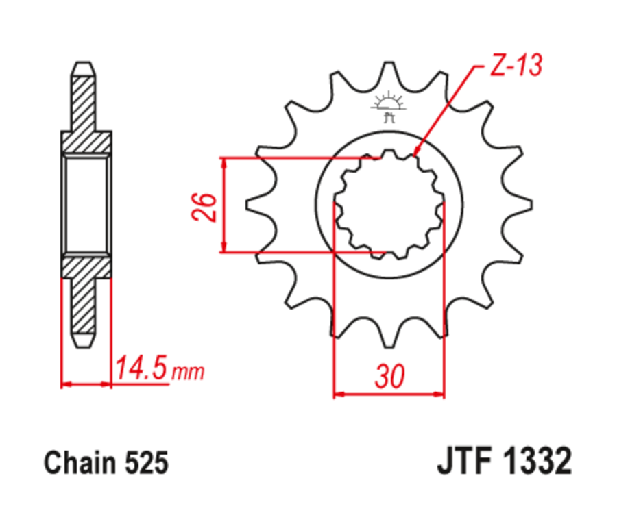 Pignon JT SPROCKETS acier anti-bruit 1332 - 525 - 1126787002