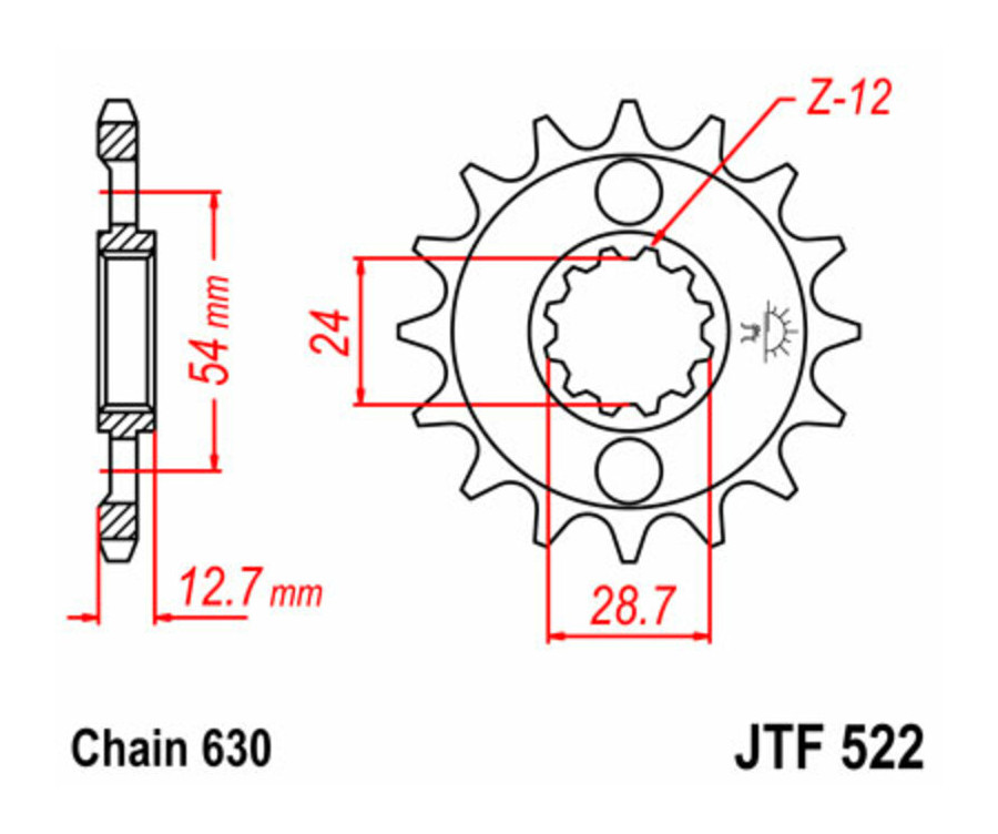 Pignon JT SPROCKETS acier standard 522 - 630 - 1077418001