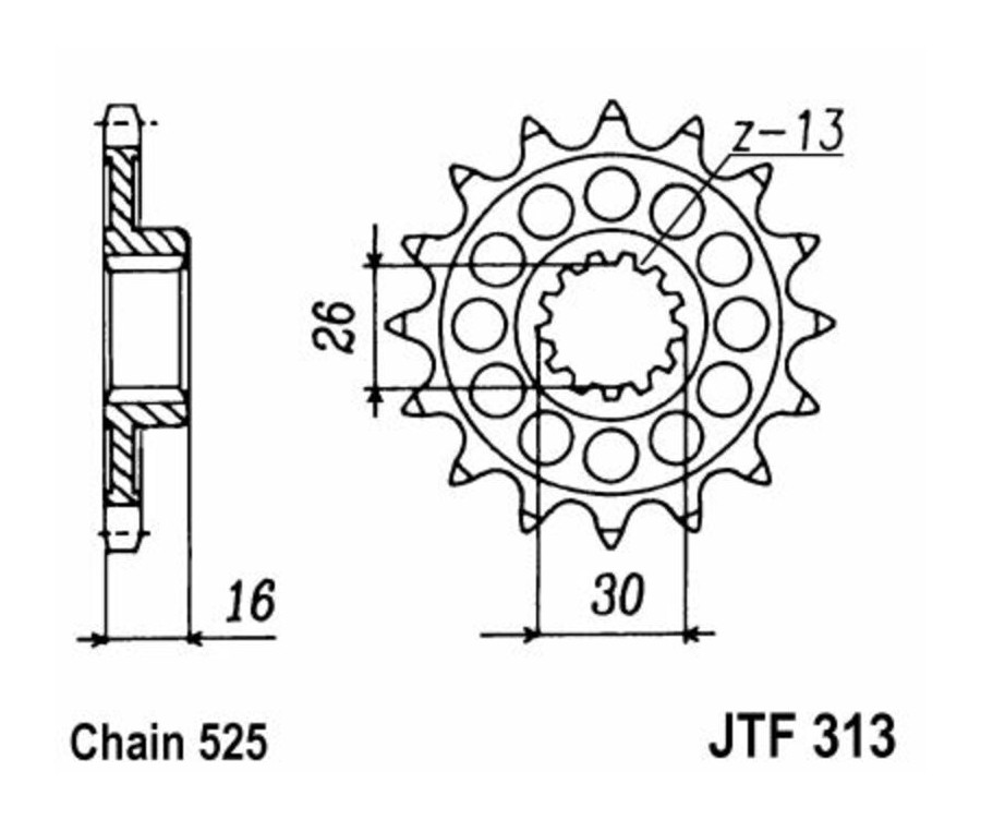 Pignon JT SPROCKETS acier standard 313 - 525 - 1077343001