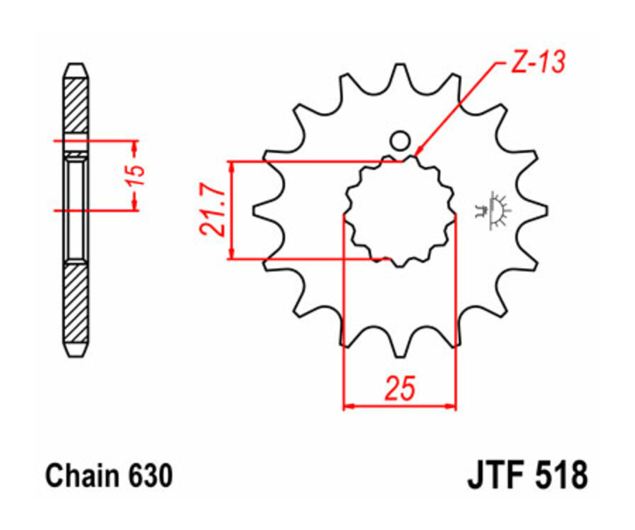 Pignon JT SPROCKETS acier standard 518 - 630 - 1077413001