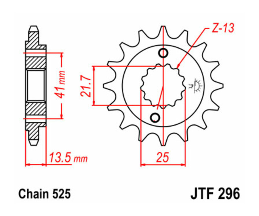 Pignon JT SPROCKETS acier standard 296 - 525 - 1077337001