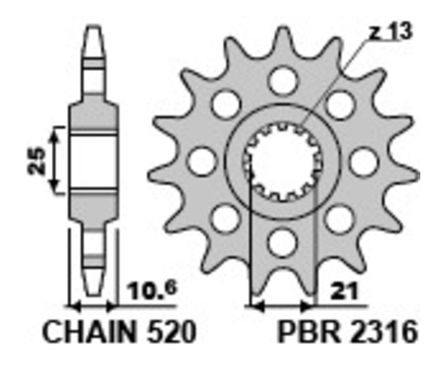 Pignon PBR acier standard 2316 - 520 - 1096600001