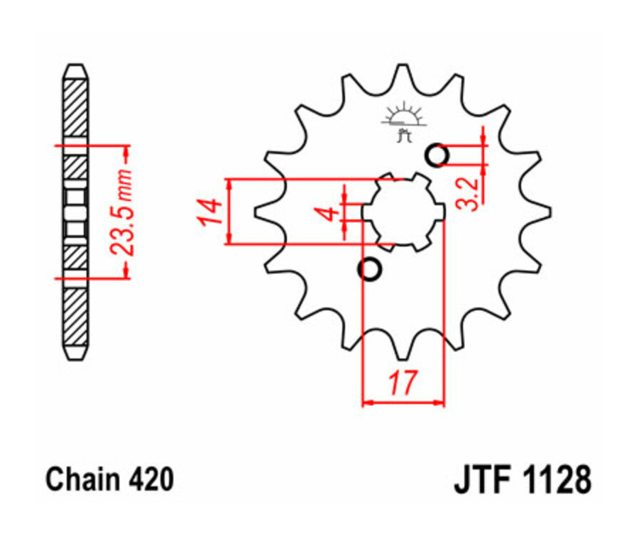 Pignon JT SPROCKETS acier standard 1128 - 420 - 1077207001