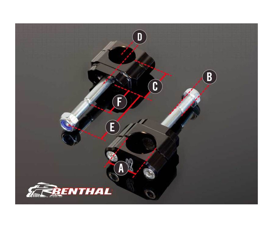 Pontets de guidon RENTHAL 36Tech Ø36mm Offset +5mm Fatbar®36 - 1042008