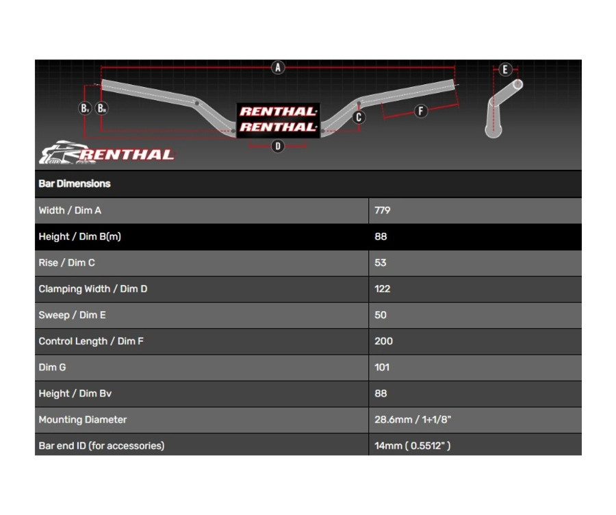 Guidon RENTHAL Fatbar 831 - Street - 1127049001