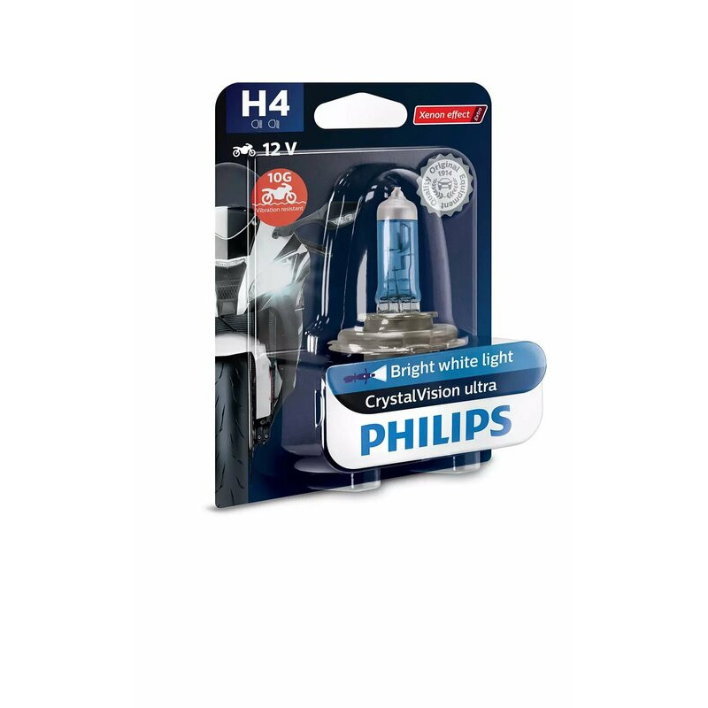 Ampoule PHILIPS H4 CrystalVision Ultra Moto 12V/60/55W - x1 - 1080722