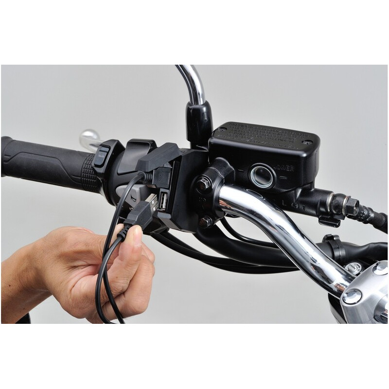 Alimentation USB type A DAYTONA Slim (2 entrées) -  guidons Ø22,2/25,4 - 1124678