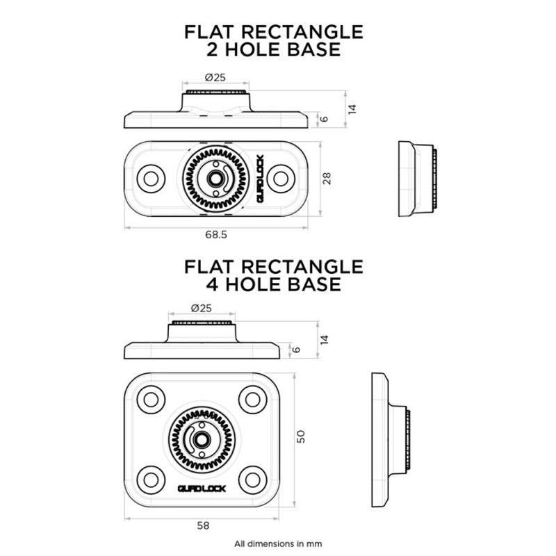 Base rectangulaire 2 trous QUAD LOCK 360 - 1118123