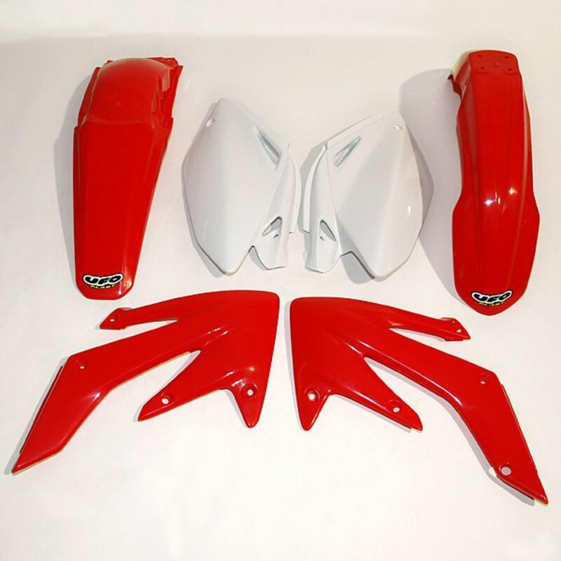 Kit plastique UFO couleur origine rouge/blanc Honda CRF250R Kit plastique UFO couleur origine rouge/blanc Honda CRF250R