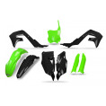 Kit plastiques UFO noir/vert fluo - Kawasaki Kit plastiques UFO noir/vert fluo - Kawasaki