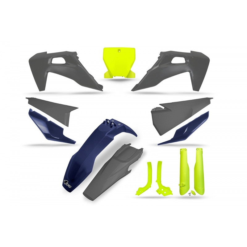 Kit plastiques UFO jaune fluo/bleu/gris - Husqvarna - 1103959