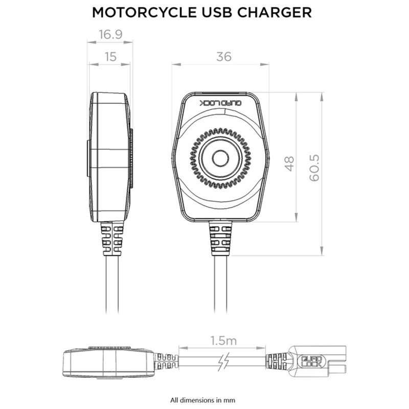 Chargeur USB QUAD LOCK moto - 1118107