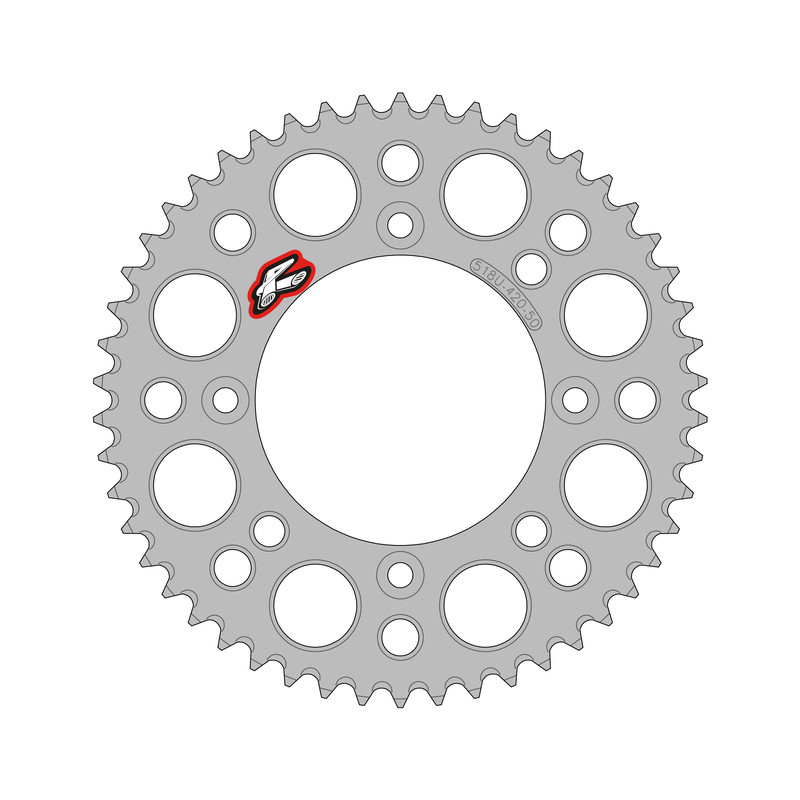 Couronne RENTHAL aluminium ultra-light anti-boue 518U - 420 Couronne RENTHAL aluminium ultra-light anti-boue 518U - 420