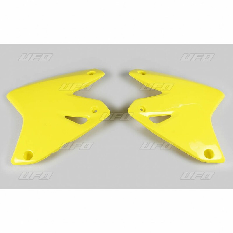 Ouïes de radiateur UFO jaune Suzuki DR-Z400E Ouïes de radiateur UFO jaune Suzuki DR-Z400E