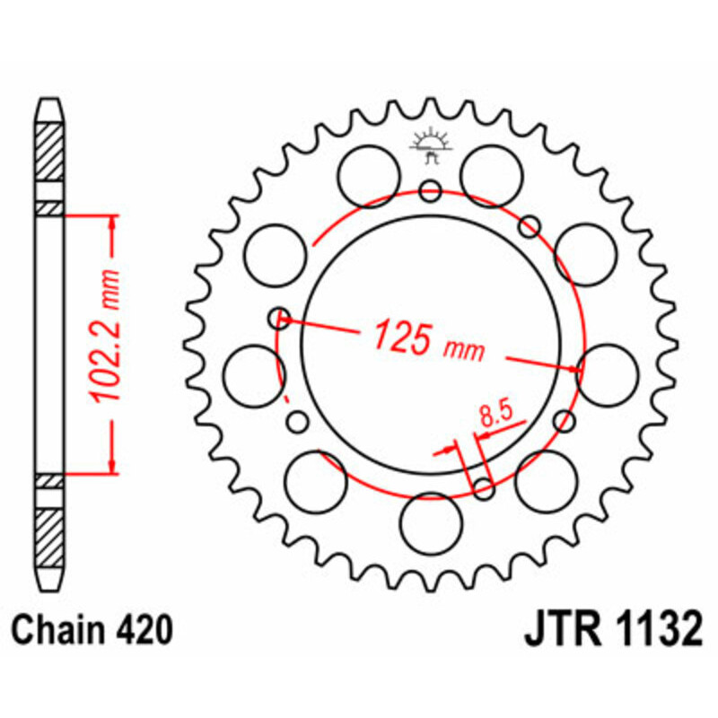 Kit chaîne JT/JT 420HDR 11/59 - Couronne arrière standard Type 1132