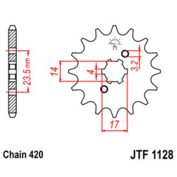 Kit chaîne JT/JT 420HDR 11/59 - Couronne arrière standard Type 1132
