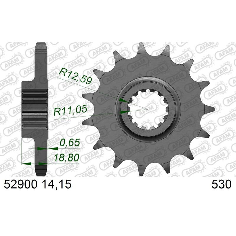 Kit chaîne AFAM 530XHR2 14/40 super-renforcé - couronne standard 50900