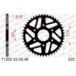 Kit chaîne AFAM 520XRR3 14/45 renforcé - couronne standard 71202