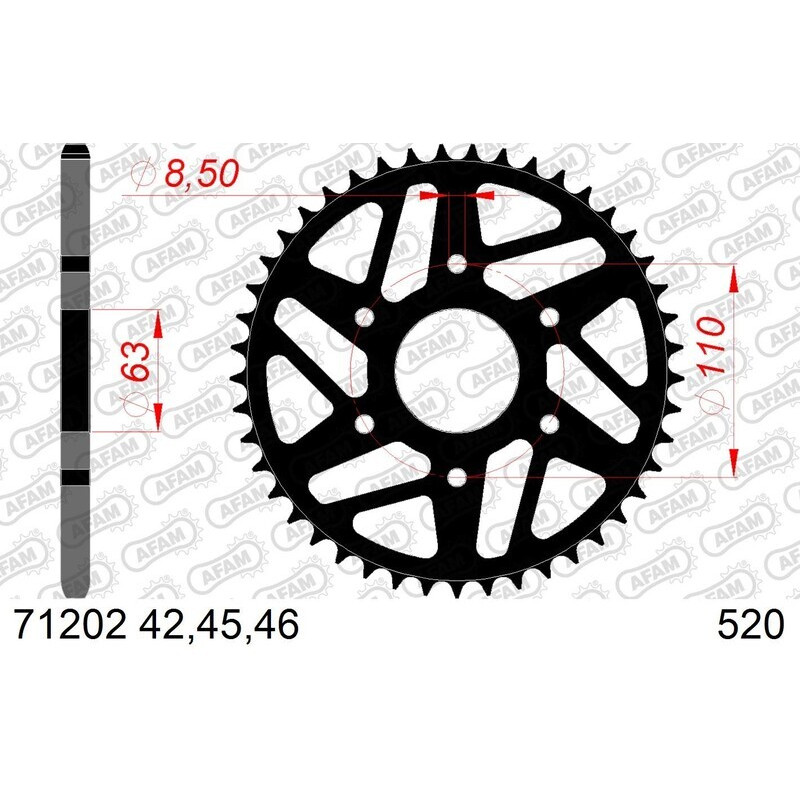 Kit chaîne AFAM 520XRR3 14/45 renforcé - couronne standard 71202