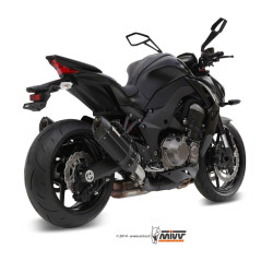 Silencieux double MIVV Suono inox brossé noir/casquette carbone Kawasaki Z1000