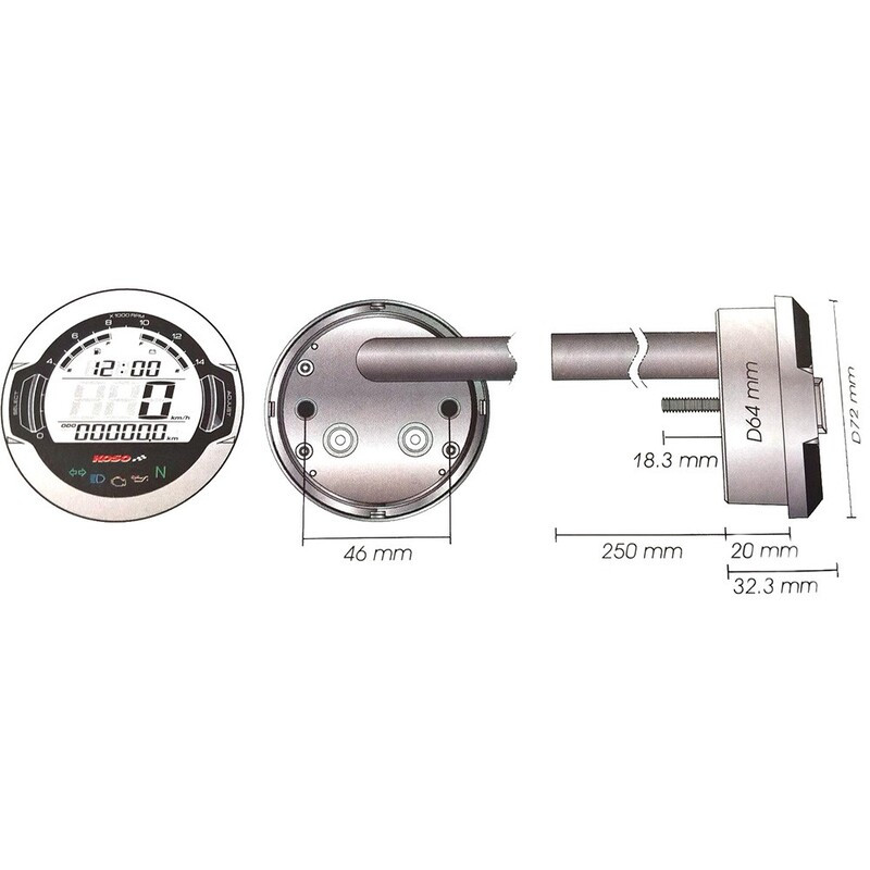 D64 DL-03S (black) speedometer + tachometer +indicator lights (display LCD)