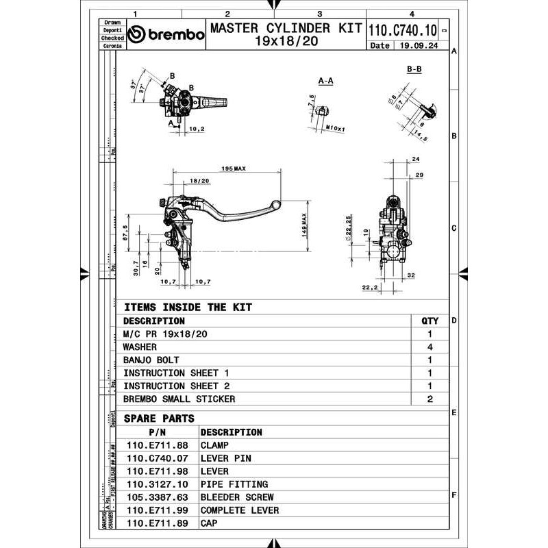 Maître-cylindre BREMBO UPGRADE 19RCS Corsa Corta Radial