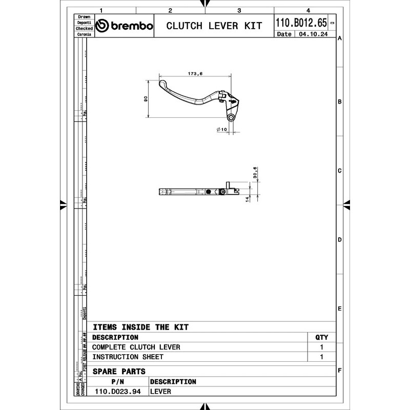 Levier embrayage BREMBO UPGRADE style RCS