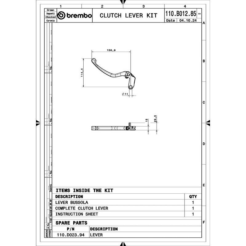 Levier embrayage BREMBO UPGRADE style RCS
