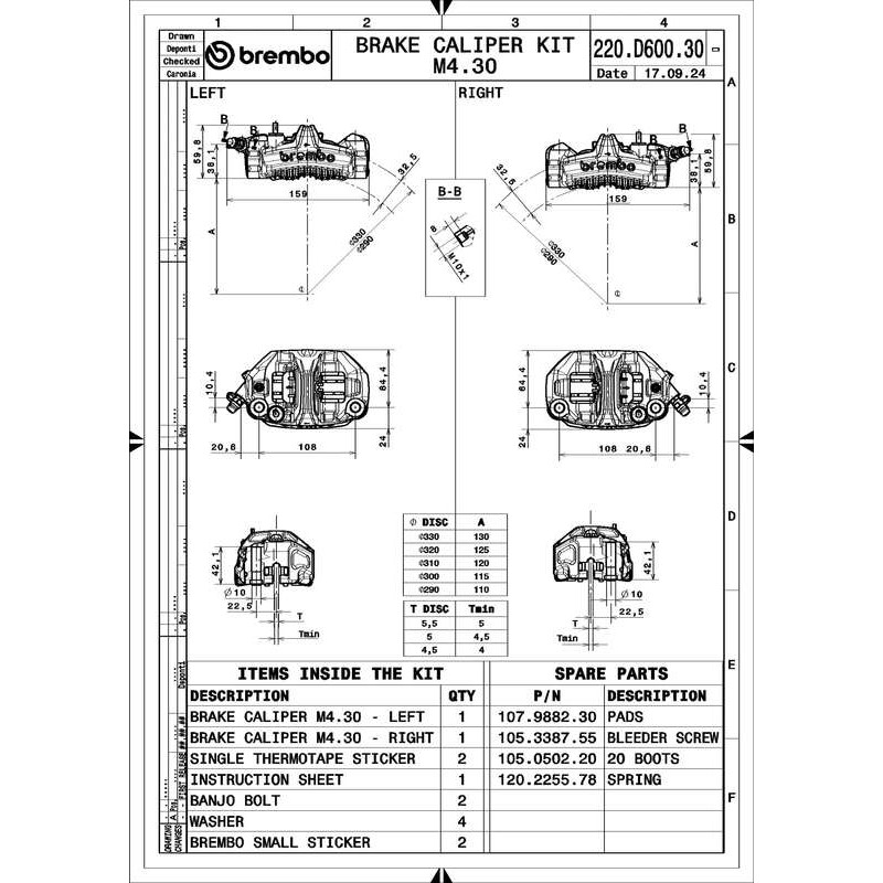 Paire d'étrier de frein avant axial BREMBO UPGRADE GP4-MS 4 pistons Ø30mm