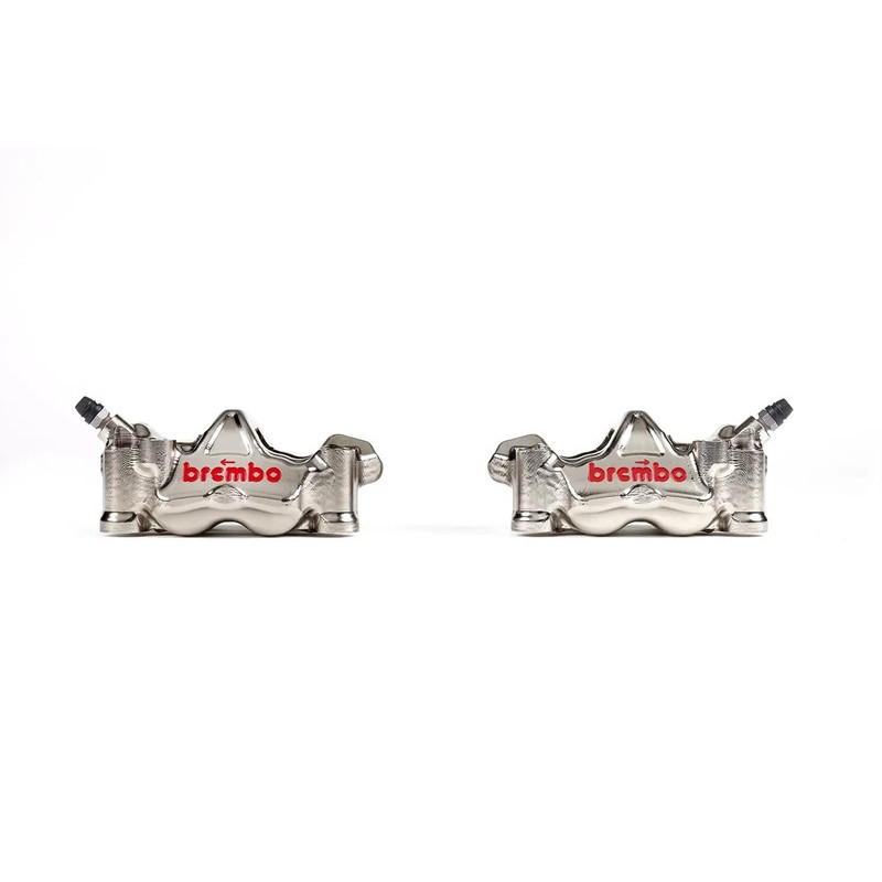 Paire étriers BREMBO UPGRADE GP4RX (usinés CNC nickelé) - 100mm (avec plaquettes)