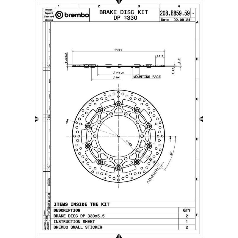 Paire de disques de frein BREMBO UPGRADE - SUPERSPORT - 208B85959