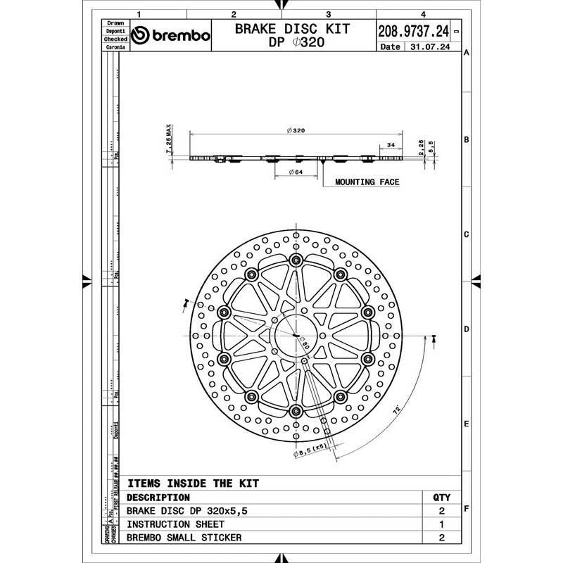 Disques de frein BREMBO UPGRADE Supersport rond flottant - la paire