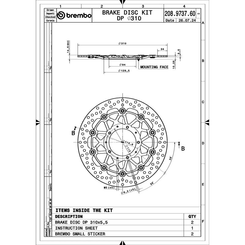 Disques de frein BREMBO UPGRADE Supersport rond flottant - la paire