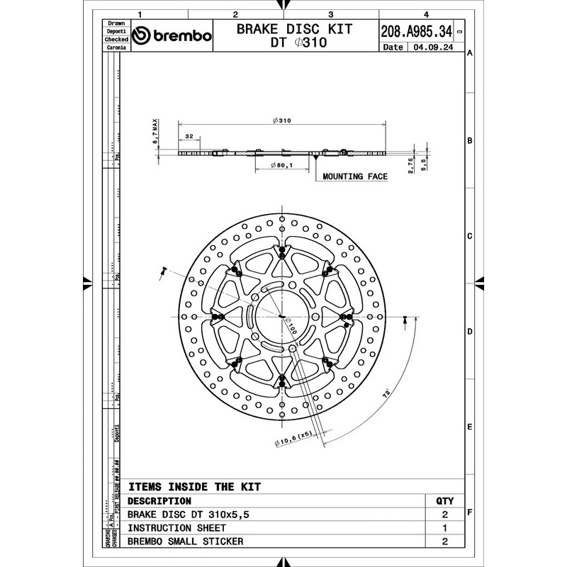Paire de disques de frein BREMBO UPGRADE - T-DRIVE - 208A98534