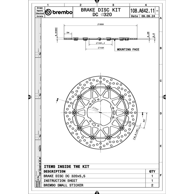 Disque de frein BREMBO UPGRADE - SUPERMOTO - 108A64211